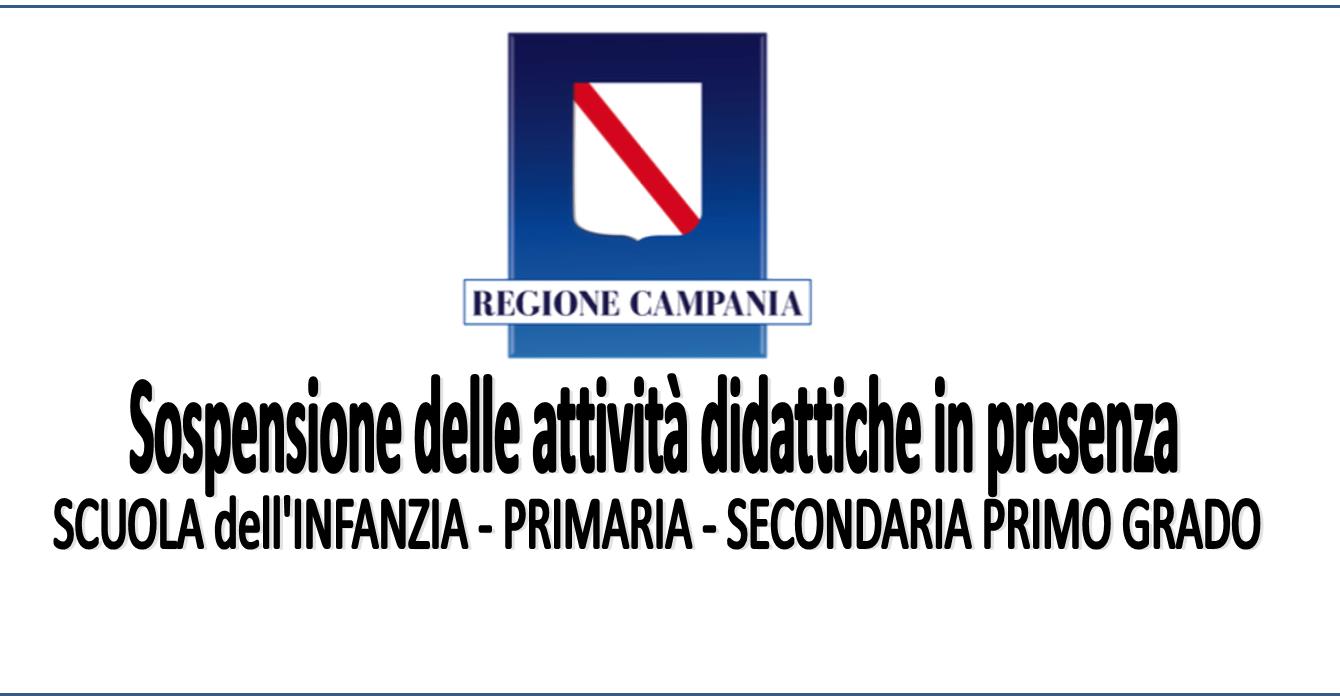 Sospensione attività didattiche in presenza scuola dell’Infanzia, Primaria e Secondaria di primo gra